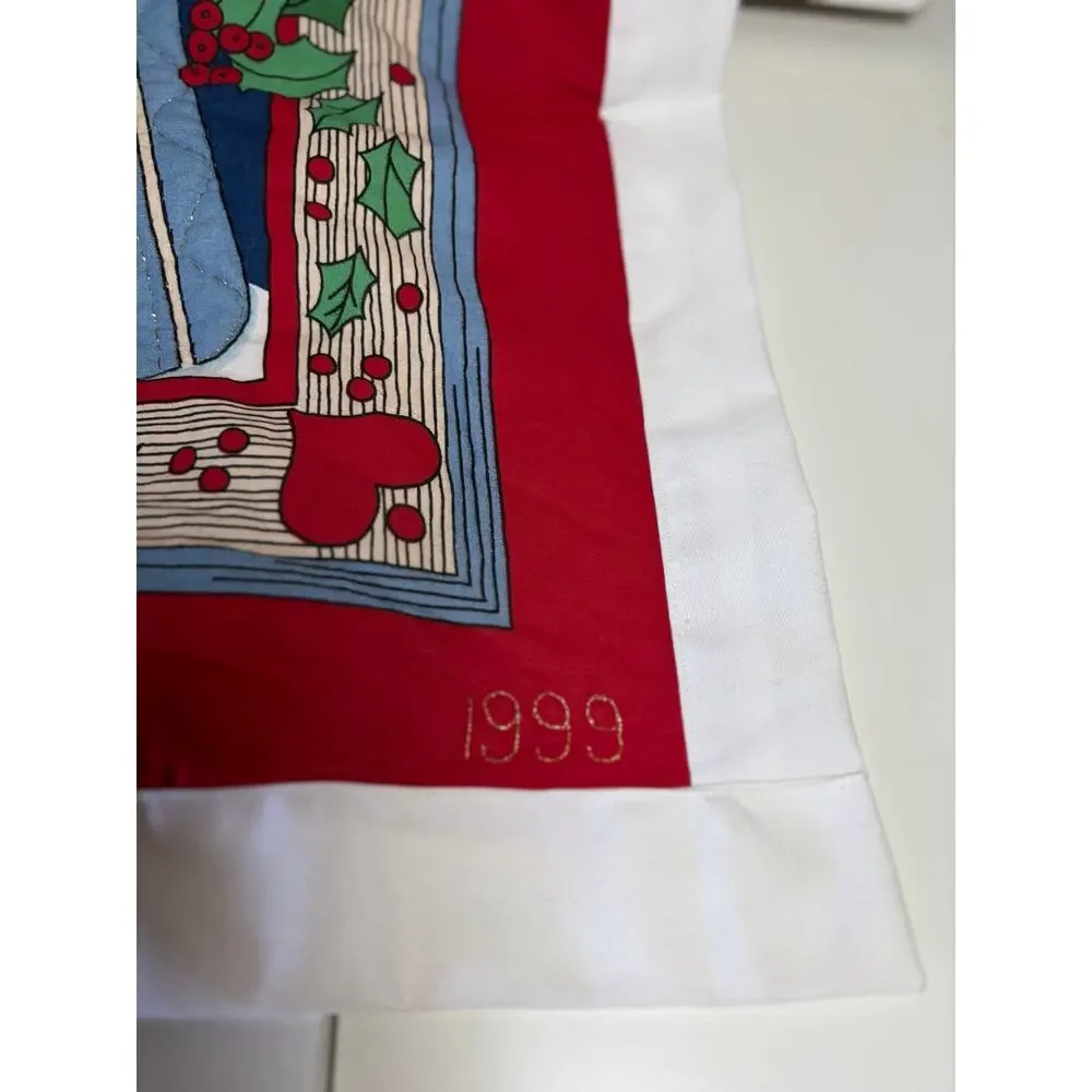VINTAGE Christmas Santa Claus Wallhanging Screen Print Decoration Holiday 37”x46
